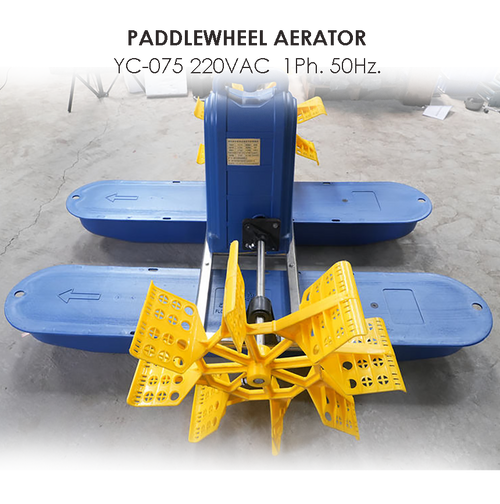 0.75Kw 220V Aquaculture Pond Water Treatment Aerator with 2 Impellers and Paddle Wheel Oxygen Machine